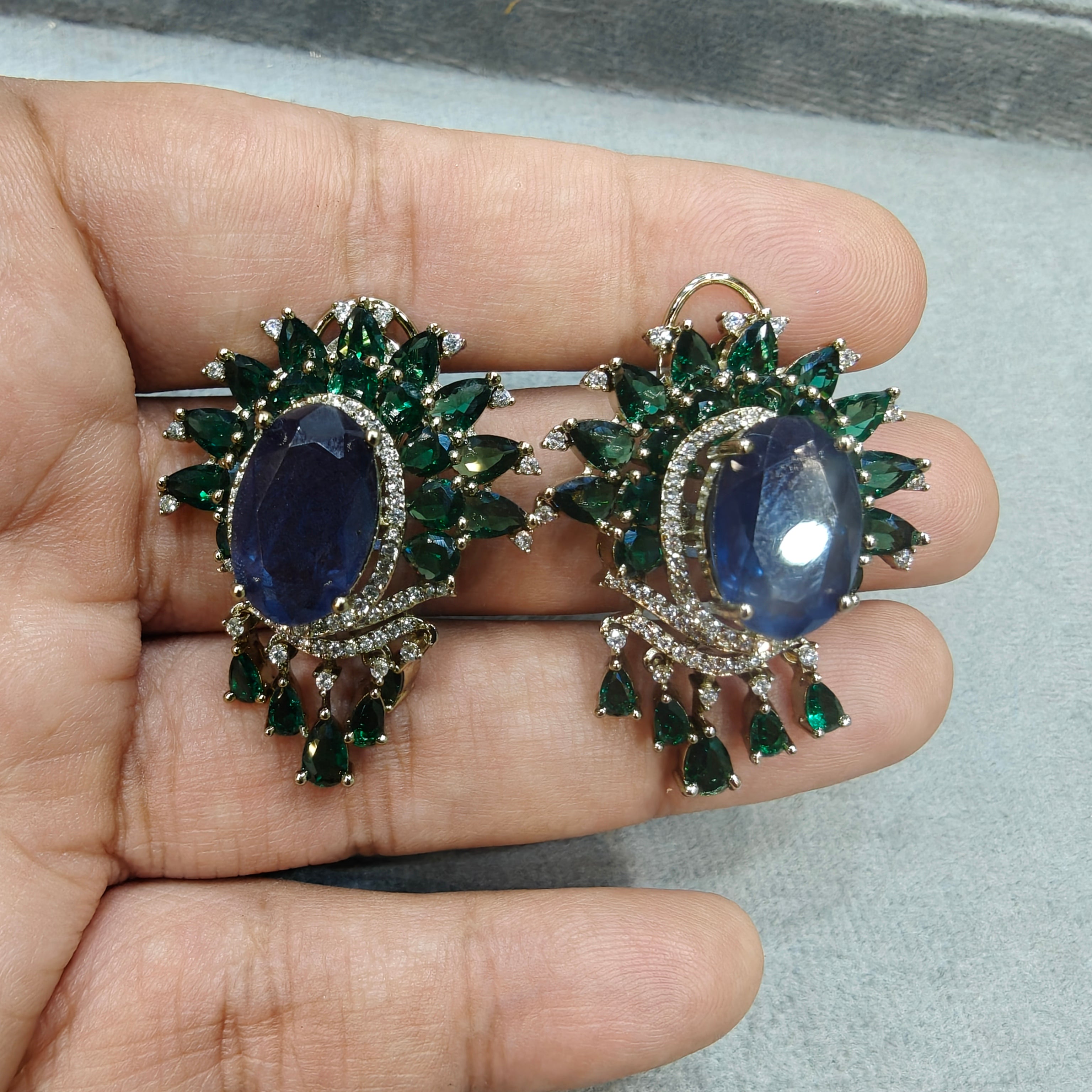 Tavira Doublet Statement Studs- Blue Green