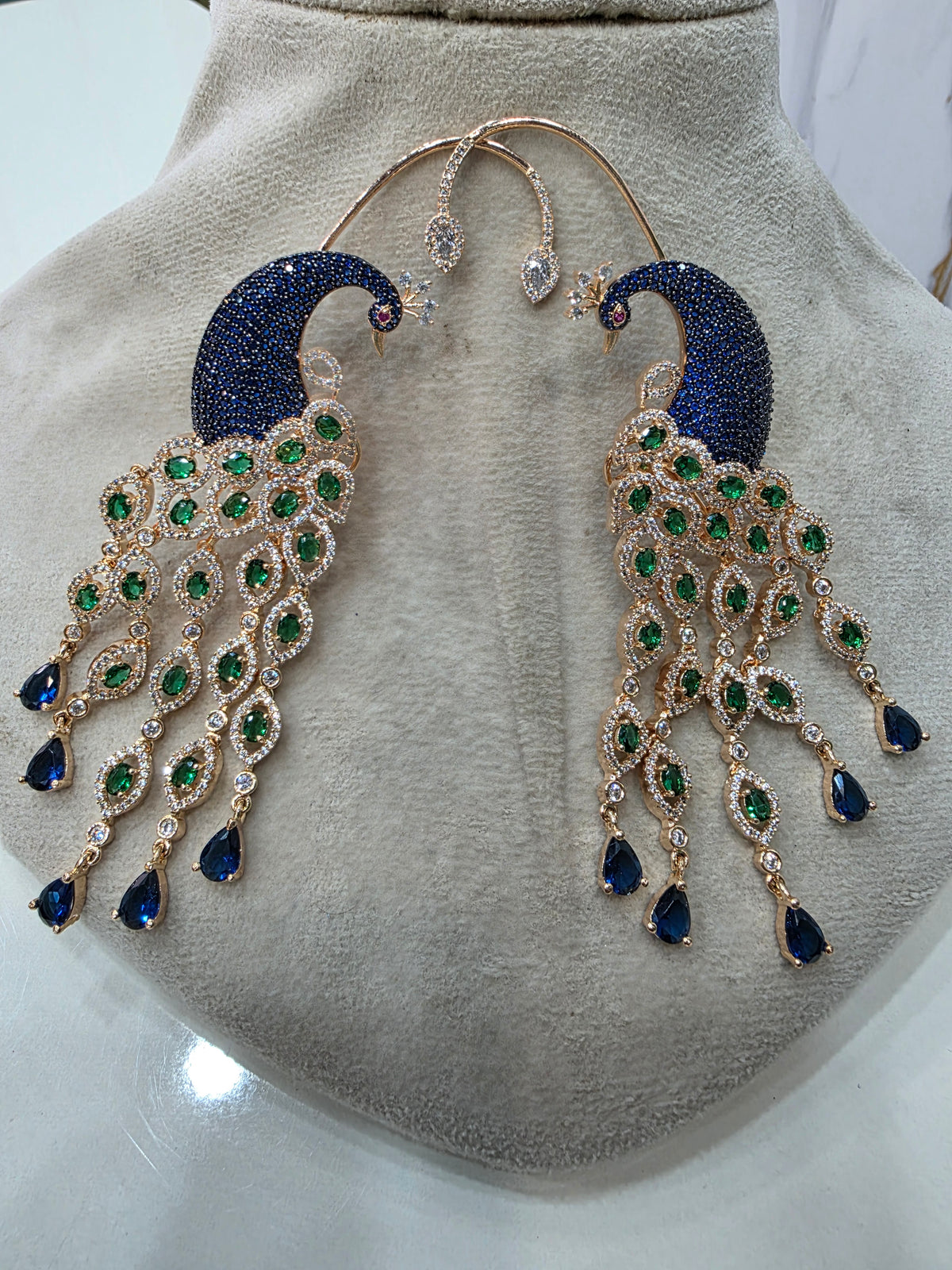 Peacock Hazoori Inspired Earcuffs- Blue Green