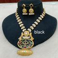 Chidiya Holdali Necklace Set- Black