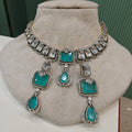 Madhumita Doublet Polki Necklace Set- Sea Green
