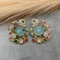 Avantika Gemstone Kundan Heritage Studs-Mint Multi