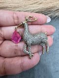 Reindeer Brooch- Pink