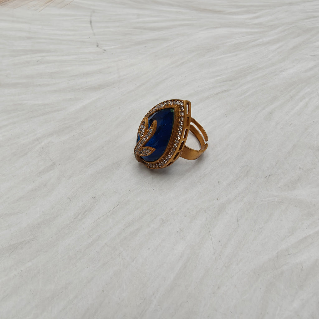 Leaf Adjustable Doublet Ring- Blue