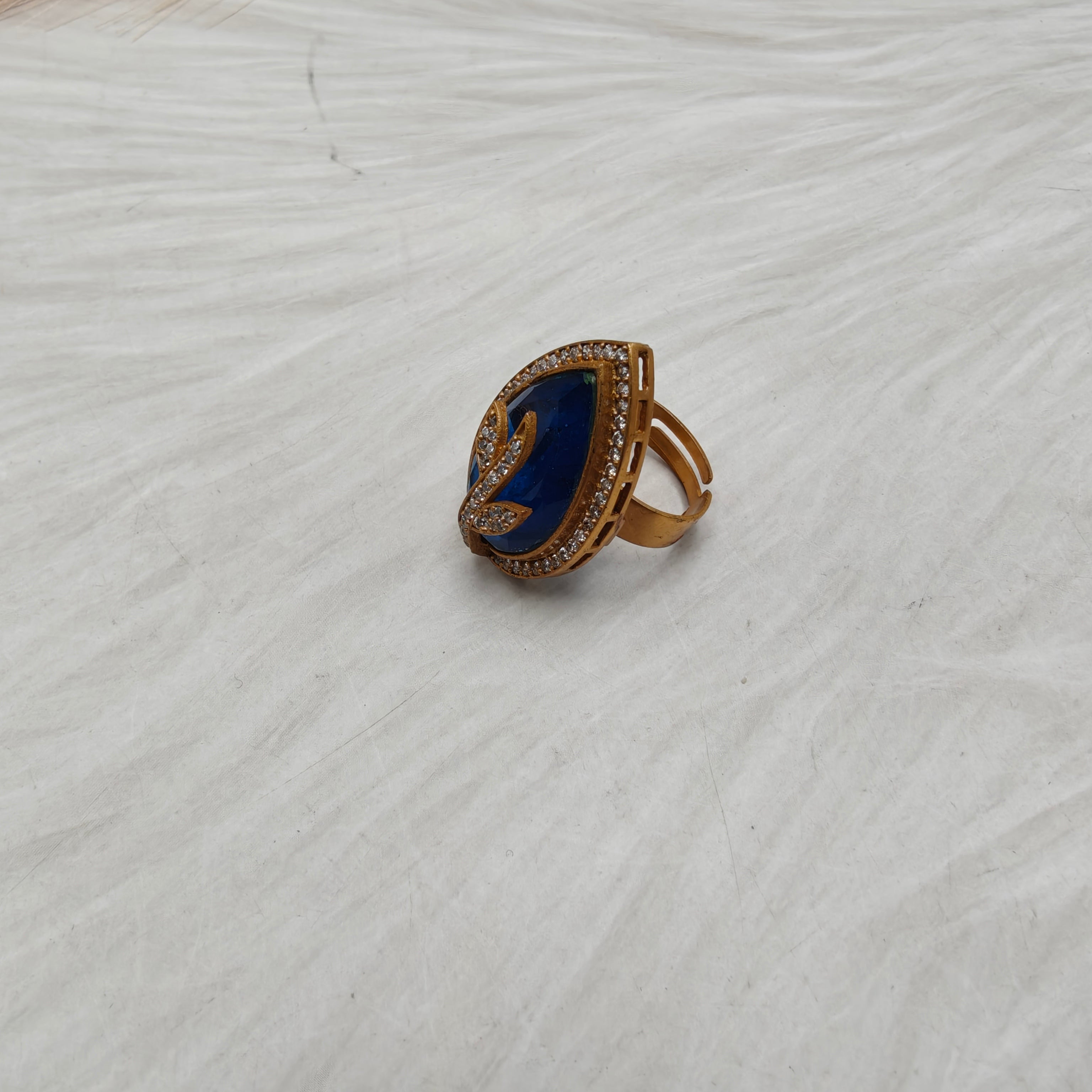 Leaf Adjustable Doublet Ring- Blue