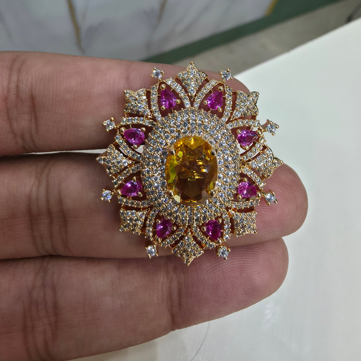 Uditi Hazoori Doublet Adjustable Ring - Yellow Pink