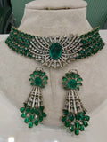Masha Doublet AD Collar Choker Necklace Set - Emerald Green