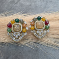 Ibadat Sabya Inspired Gemstone Studs- Fawn Yellow Multi