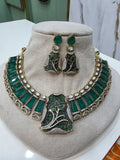 Aaina Doublet Designer Necklace Set- Emerald Green