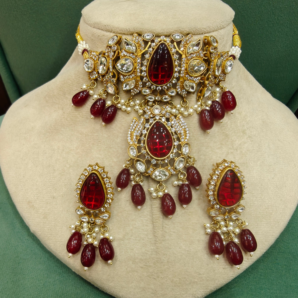 Ashima Choker Set- Maroon