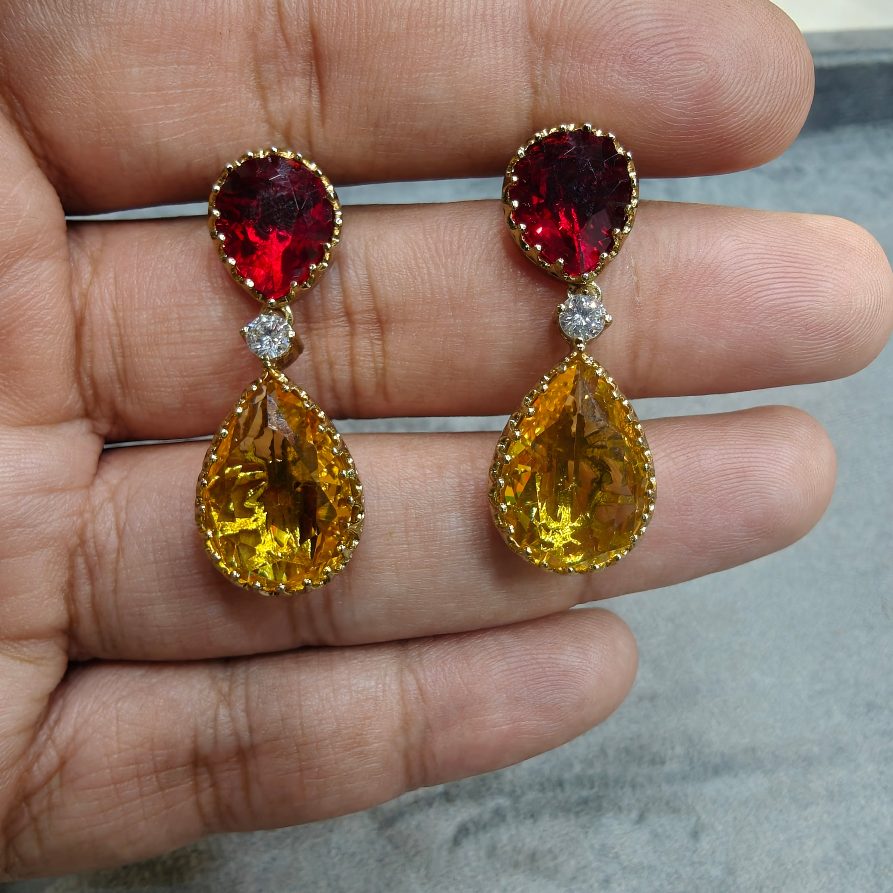 Sariya Sabya Inspired Earrings- Yellow Red