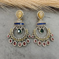 Pritha Sabya Inspired Chandbali- Light Yellow Blue Multi