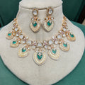 Niyati Mother of Pearl and Doublet Necklace Set- Mint and Pink