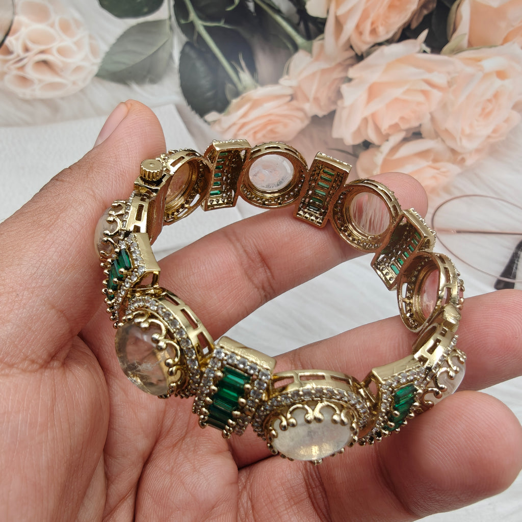 Banno Sabyasachi Inspired Openable Bangle - Green Multi