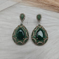 Taraya Statement Quartz Earrings- Green