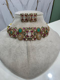 Meenakshi Heritage Sabya Inspired Choker Set- Multi