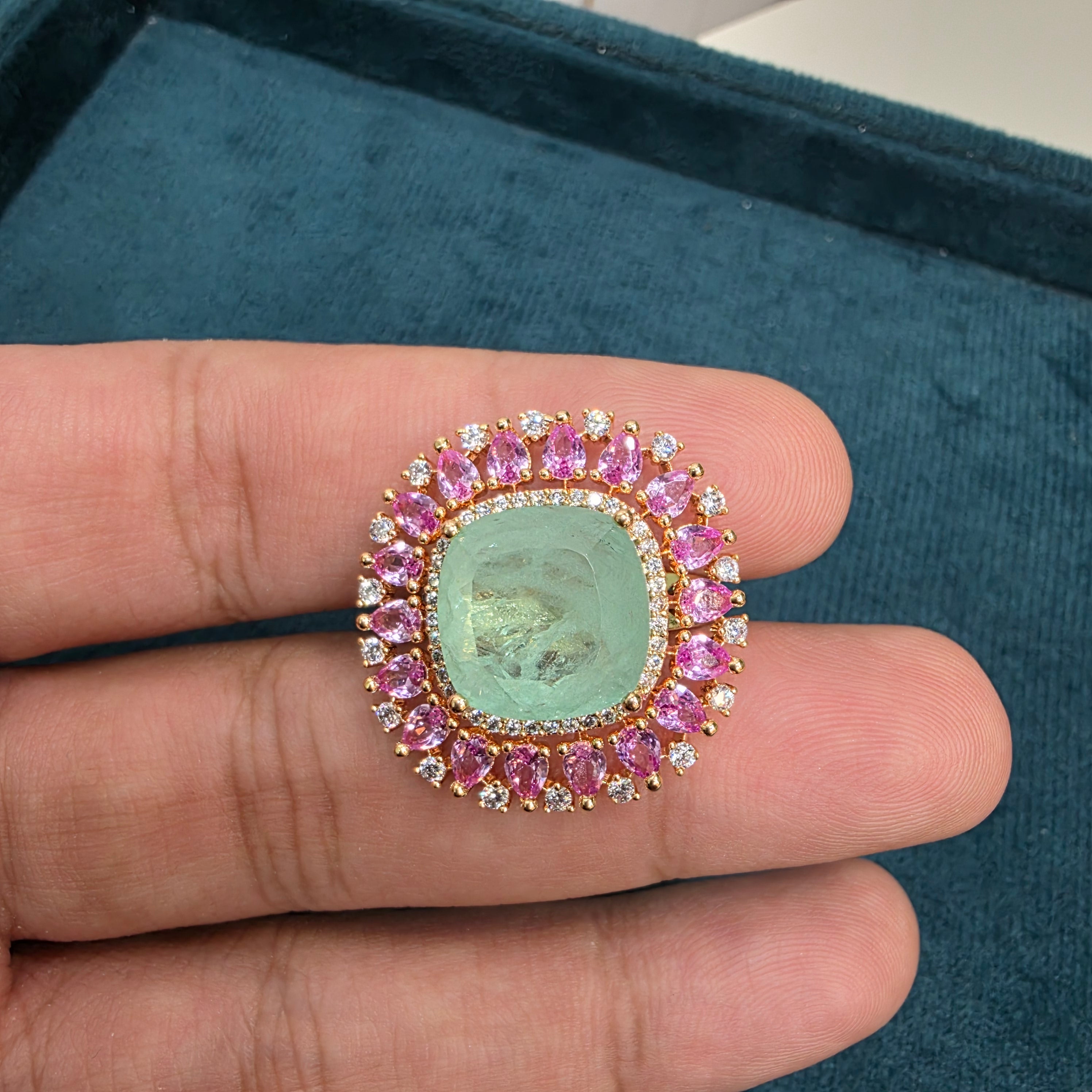 Anam Russian Doublet Statement Carat Plating Ring - Mint