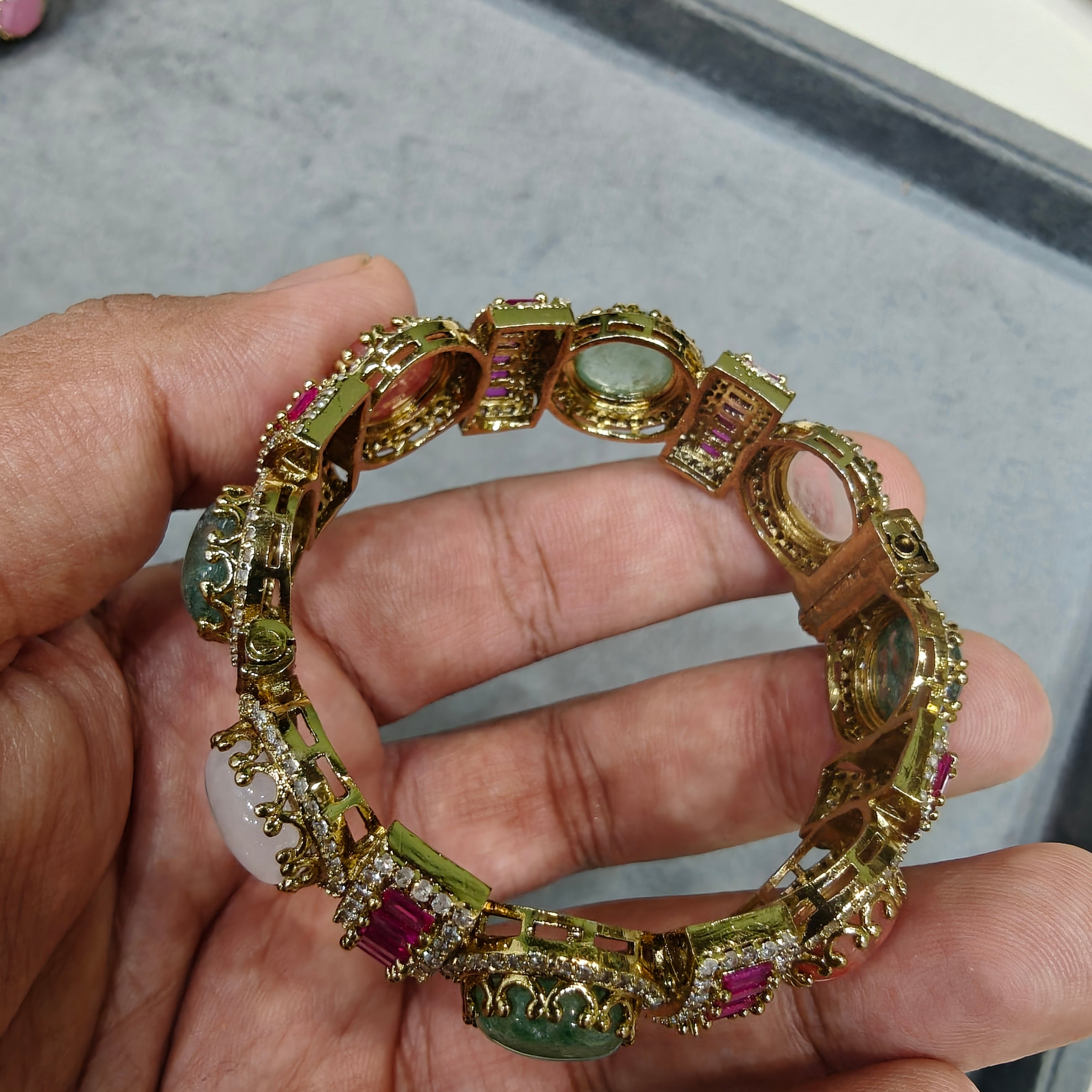 Banno Sabyasachi Inspired Openable Bangle - Ruby Multi
