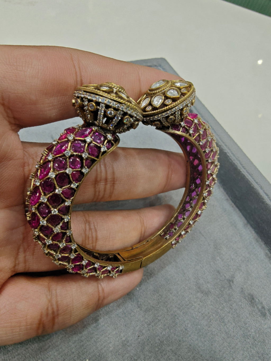Ruban Openable Bracelet Kangan- Ruby Pink