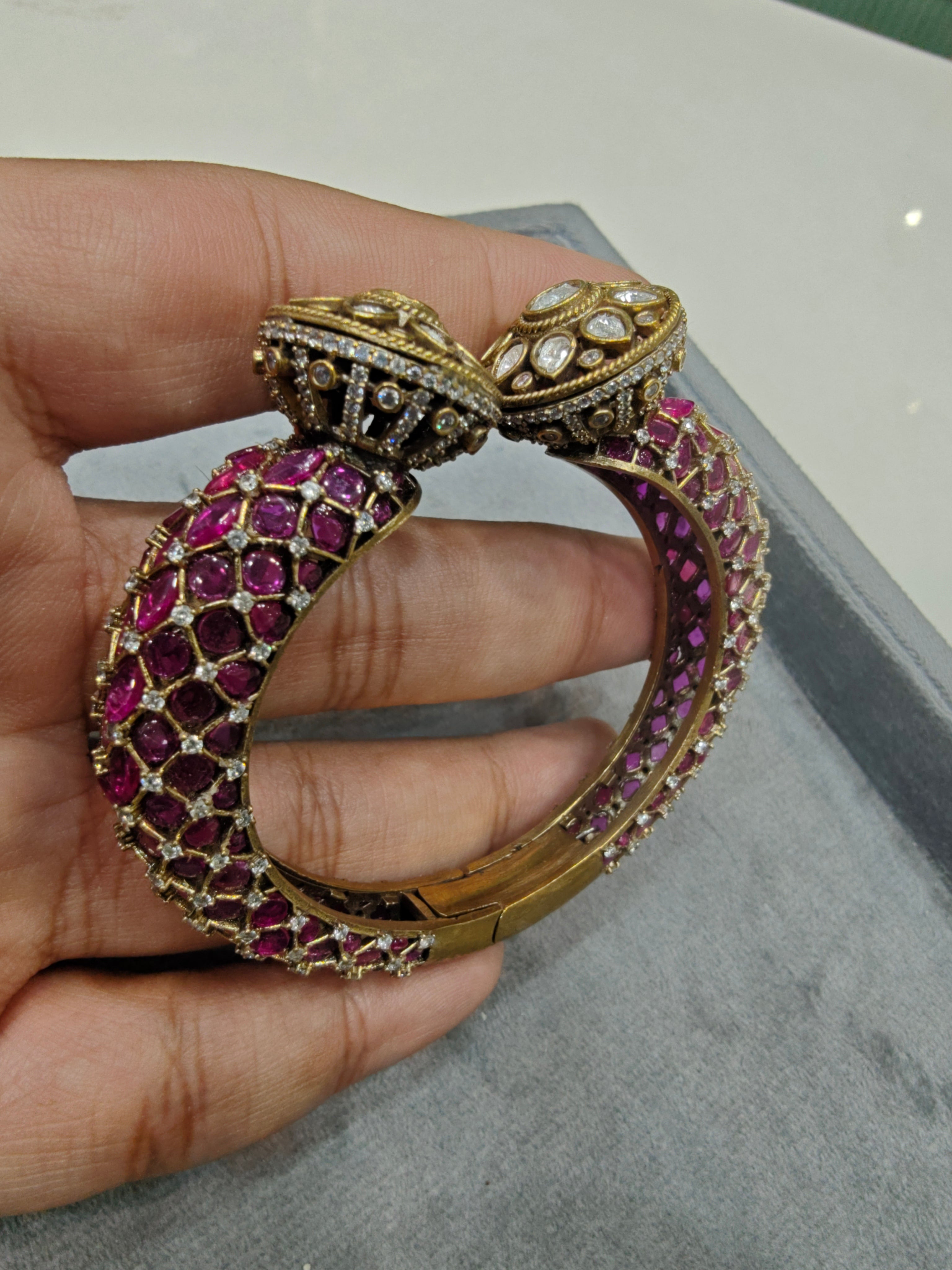 Ruban Openable Bracelet Kangan- Ruby Pink