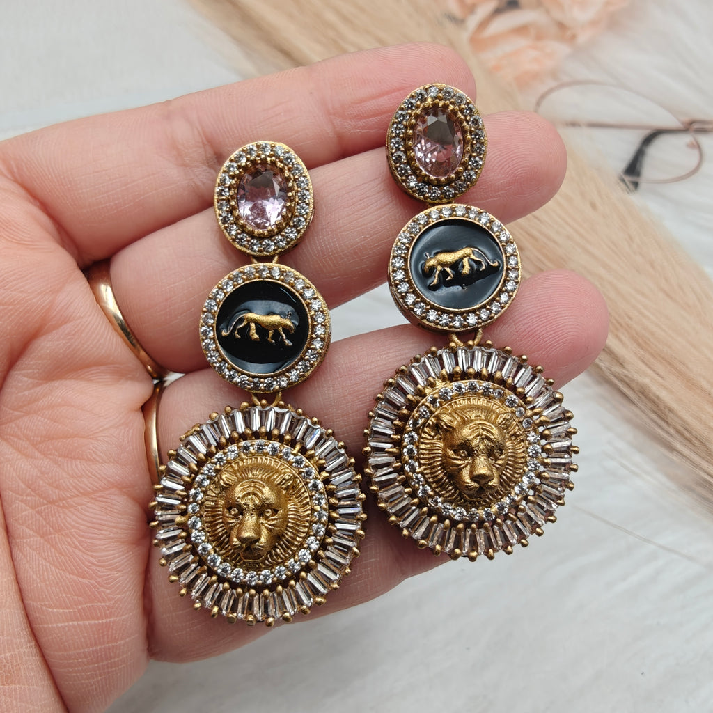 Sabyasachi Inspired Minaar AD Earrings- Pink