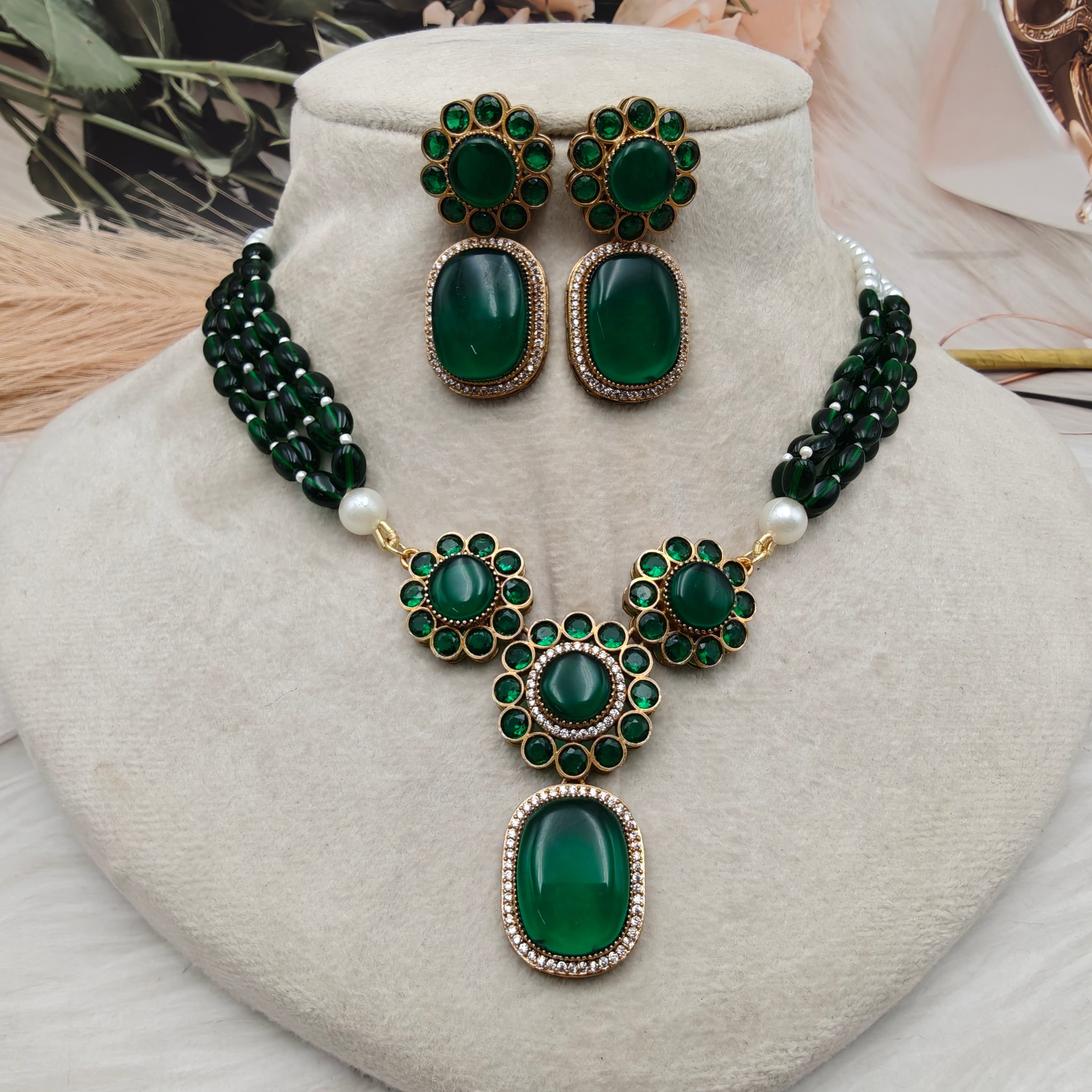 Ramiya Necklace Set- Green