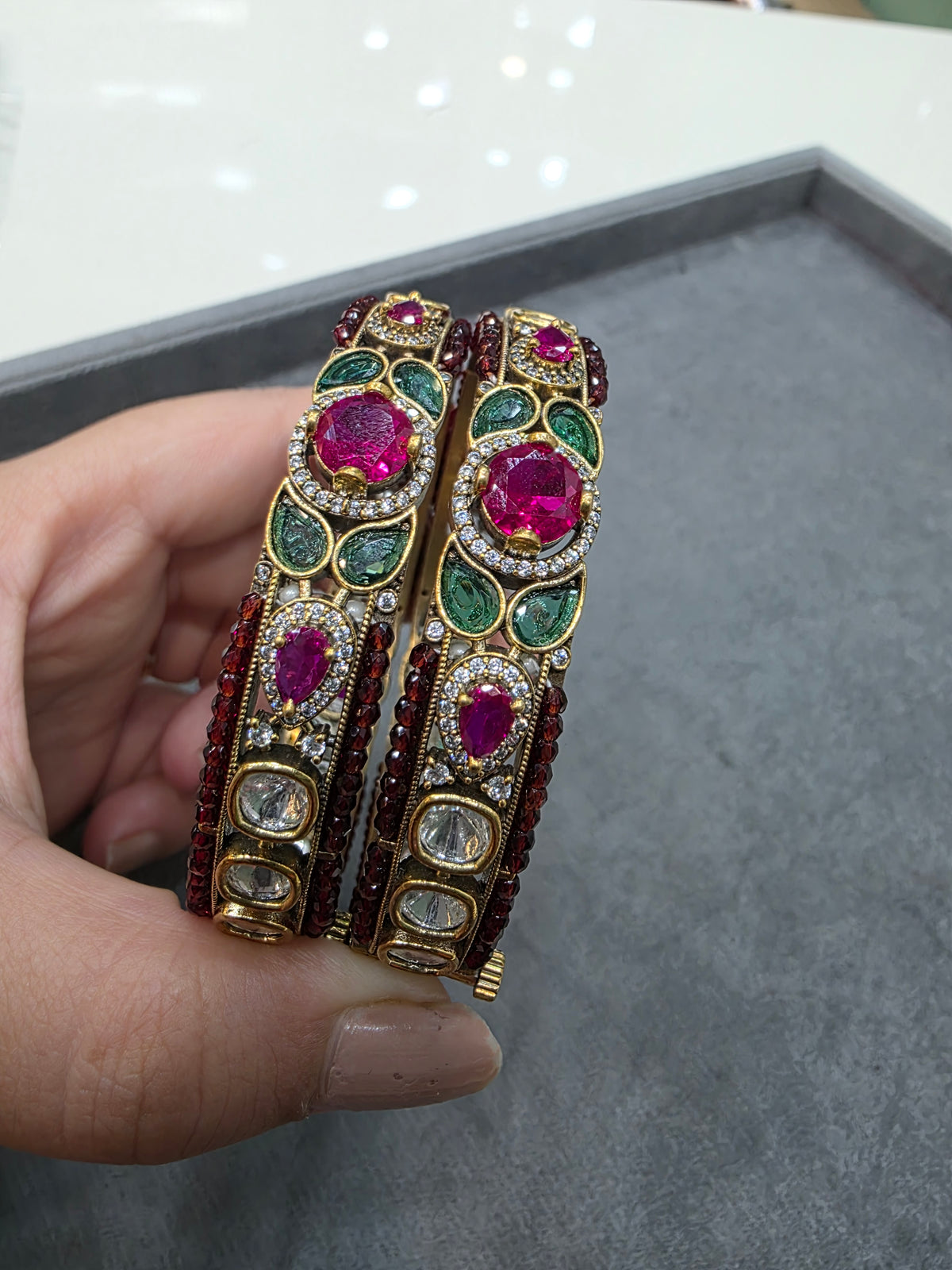 Kavita Hydro Sleek Bangles (Pair)- Ruby Green
