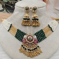 Vatsala Premium Pachi Kundan Choker Set - Green n Ruby