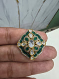 Spardha Moissanite Polki Adjustable Ring- Emerald Green