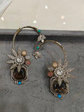 Advisha Flower Gemstone Statement Earcuff- Brown Multi