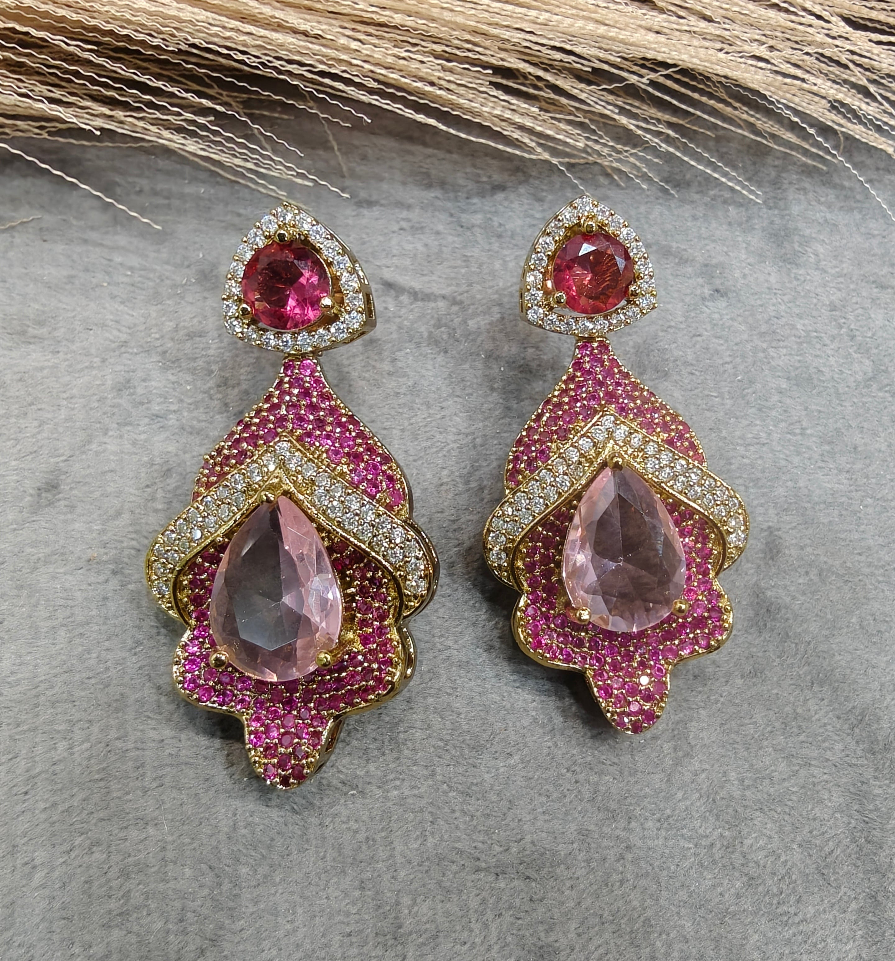 Kriti Designer Earrings- Pink