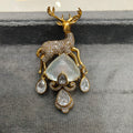 Deer Doublet Stone Unisex Brooch- Milky White