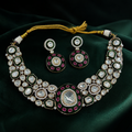 Kadambari Sunheri Moissanite Kundan Necklace Set