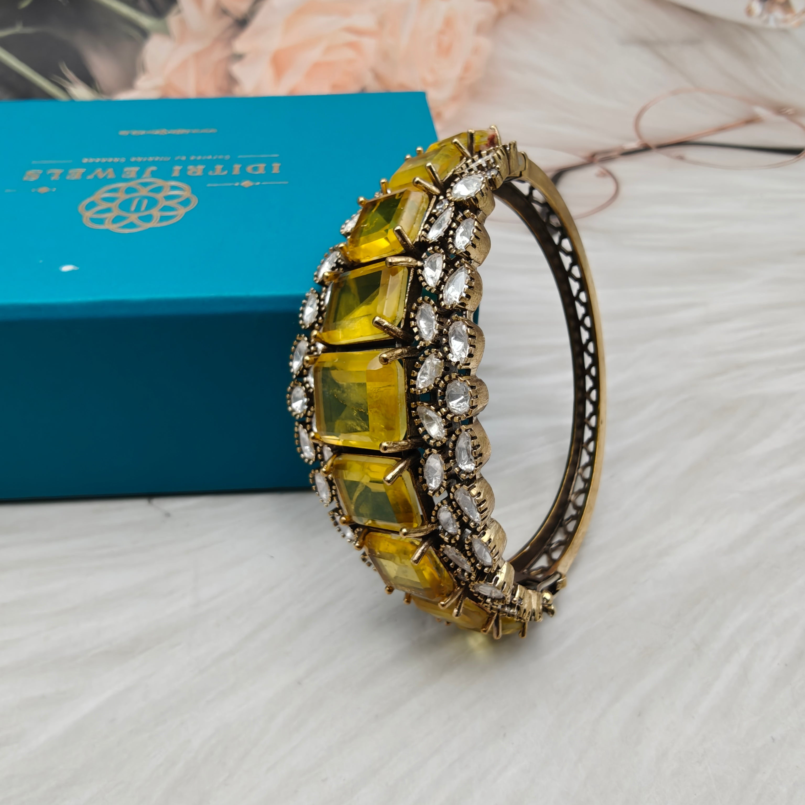 Kasturi Doublet Openable Bracelets - Yellow