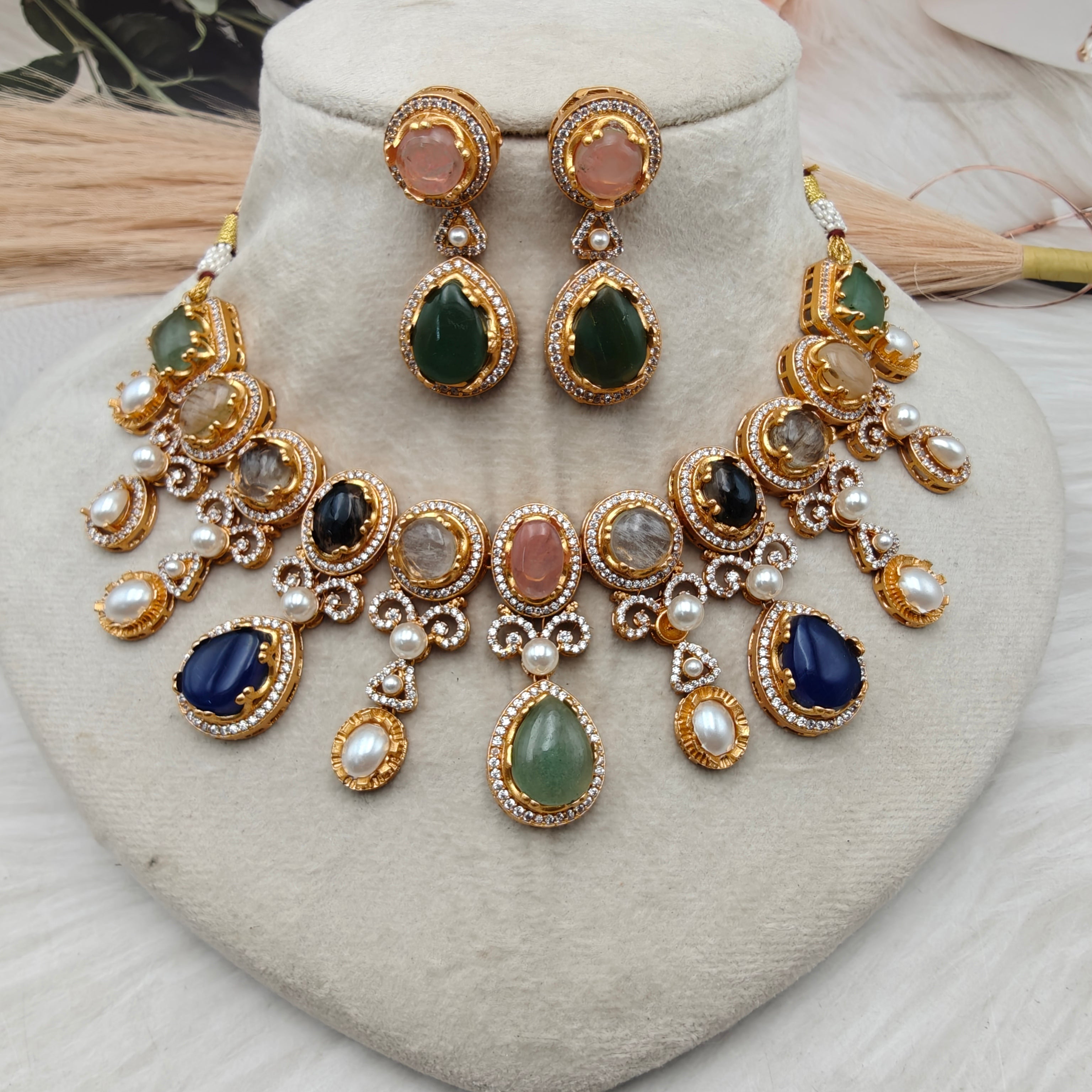 Sabya Inspired Bhuri Necklace Set - Multi