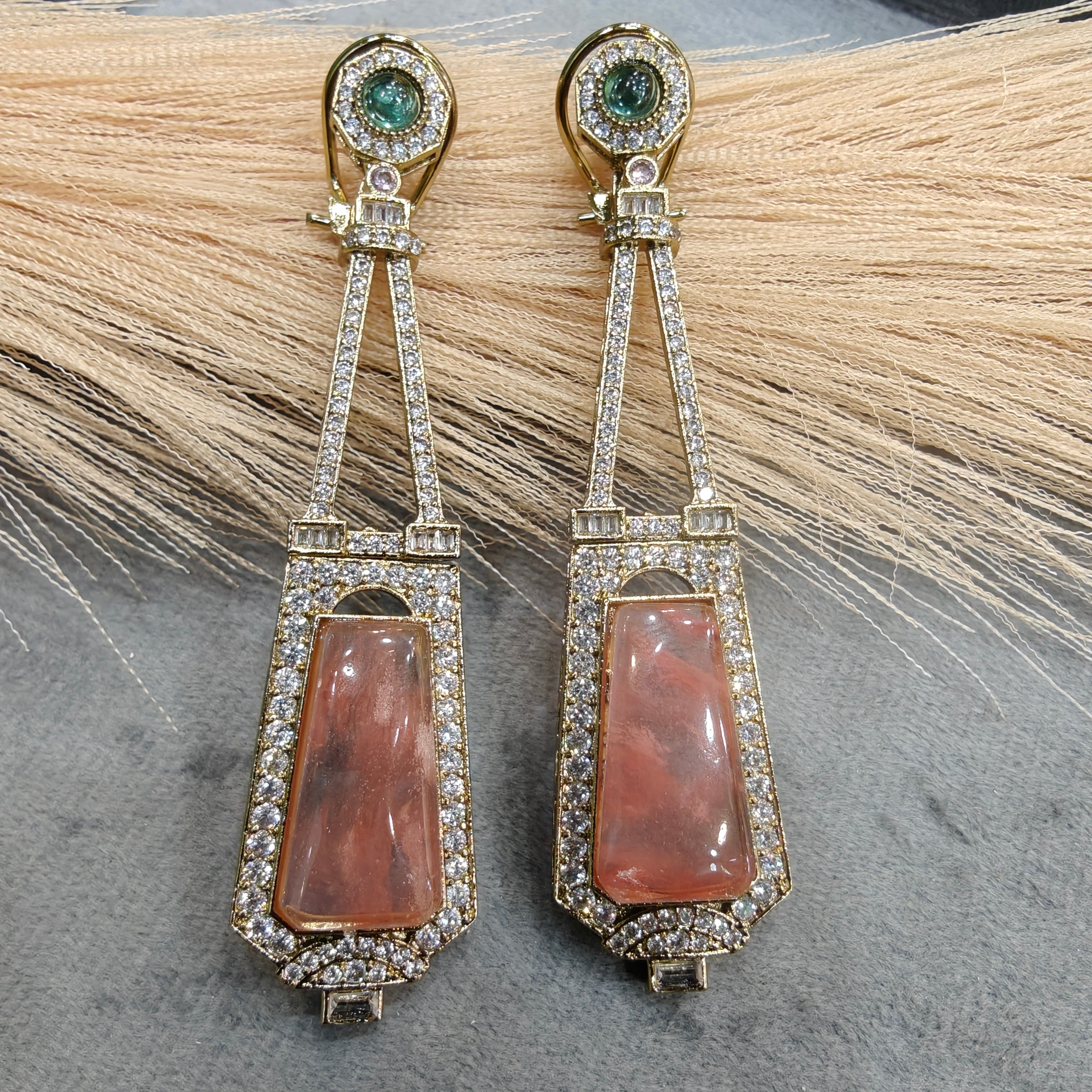 Asmita Sabyasachi Inspired Statement Dangler Earrings- Coral Pink