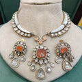 Elira Shell Stone and Doublet Hasli Style Necklace Set- Orange