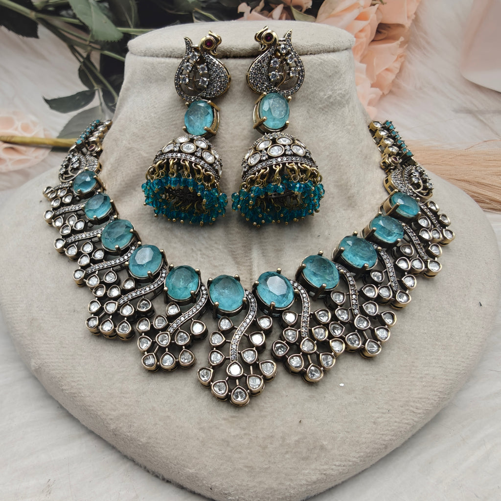 Zaynah Doublet Necklace Set- Turquosie