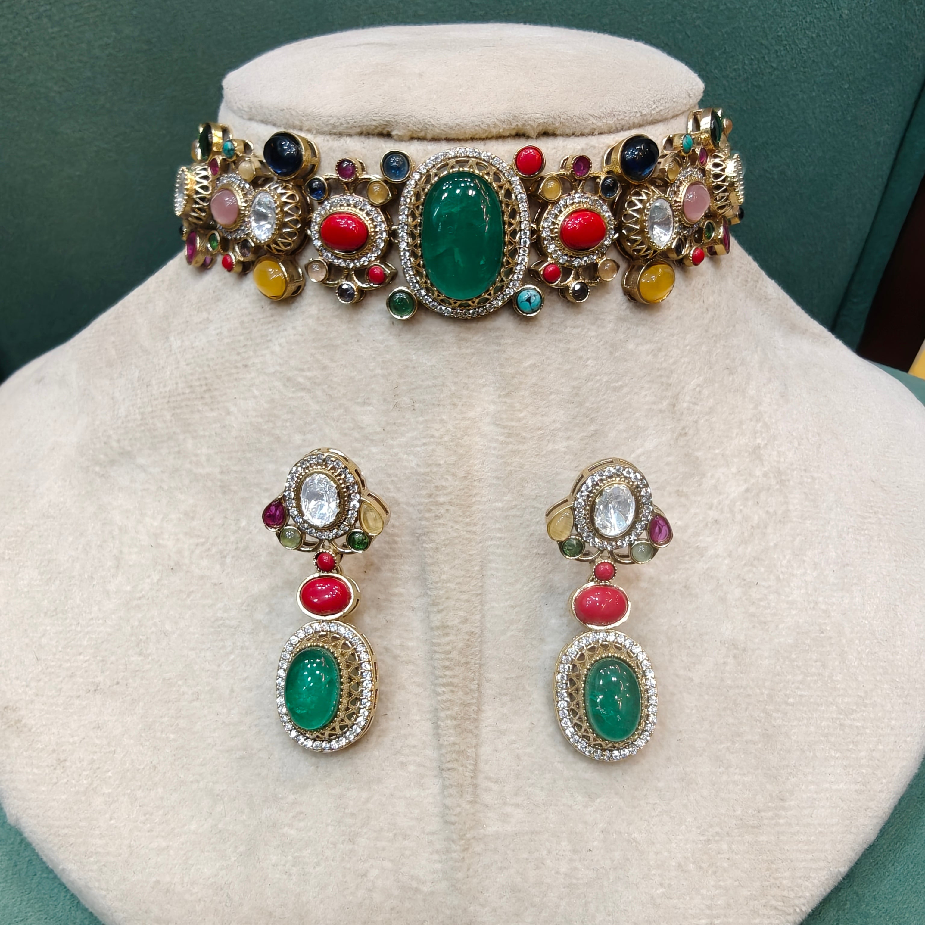 Shakira Sabyasachi Inspired Natural Stone Choker Set