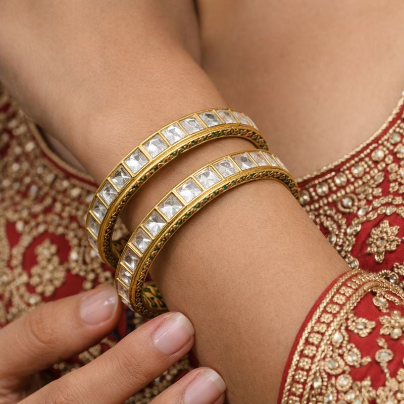 Kurmani Foil Polki Kundan  Bangles (Pair)