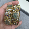 Chavi Sabya Inspired Gemstone Openable Bangles - Moss Green