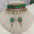 Dua Deepika Inspired Statement Choker Set- Mint Pink