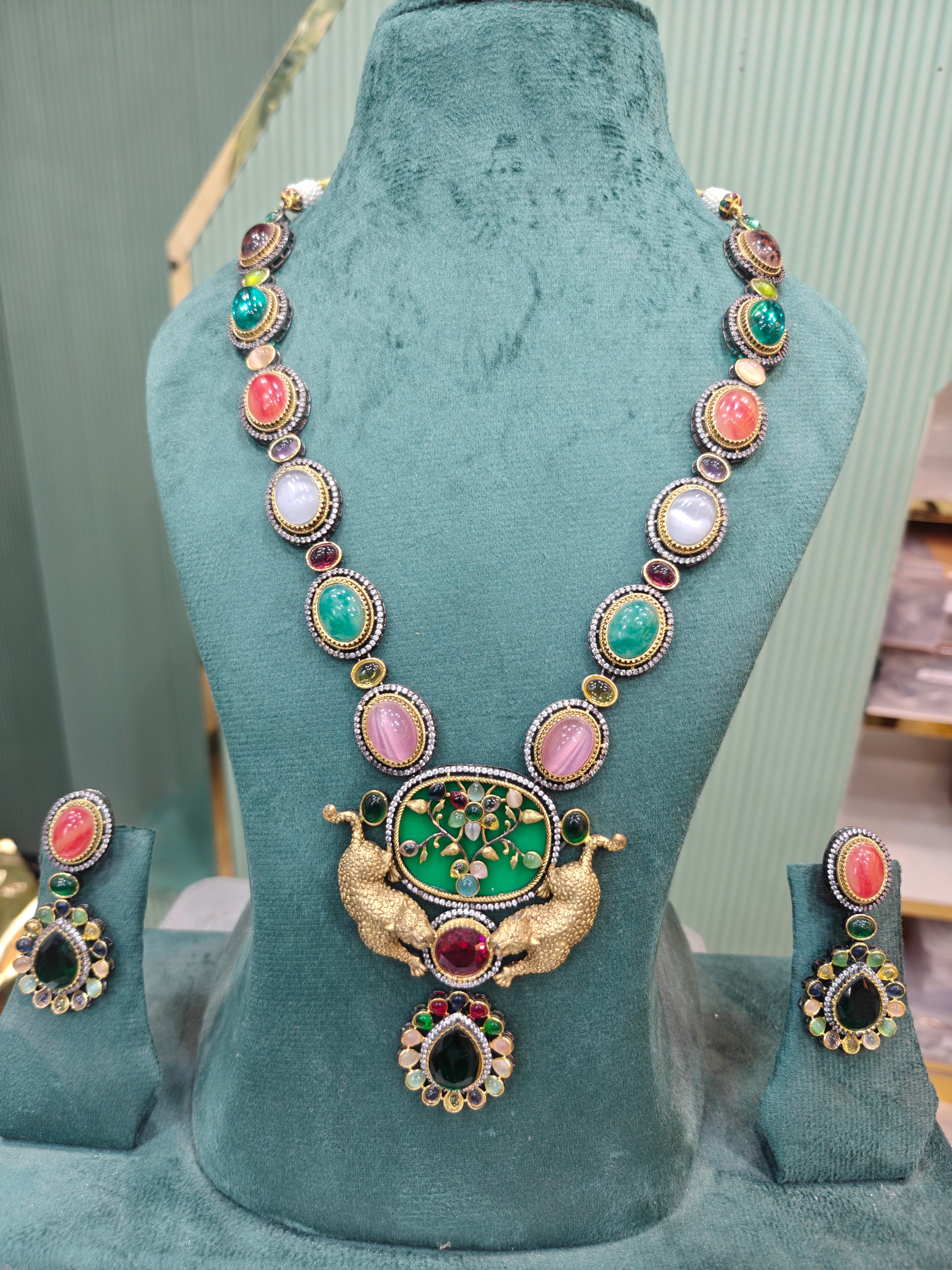 Sabya Inspired Mehrunisa Long Statement Necklace Set
