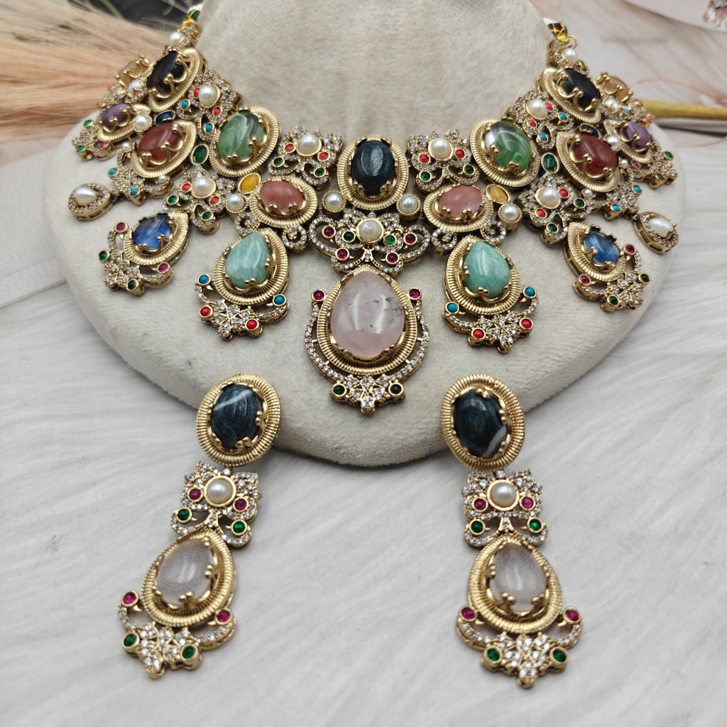 Kayamat Sabyasachi Inspired Gemstones Statement Necklace Set