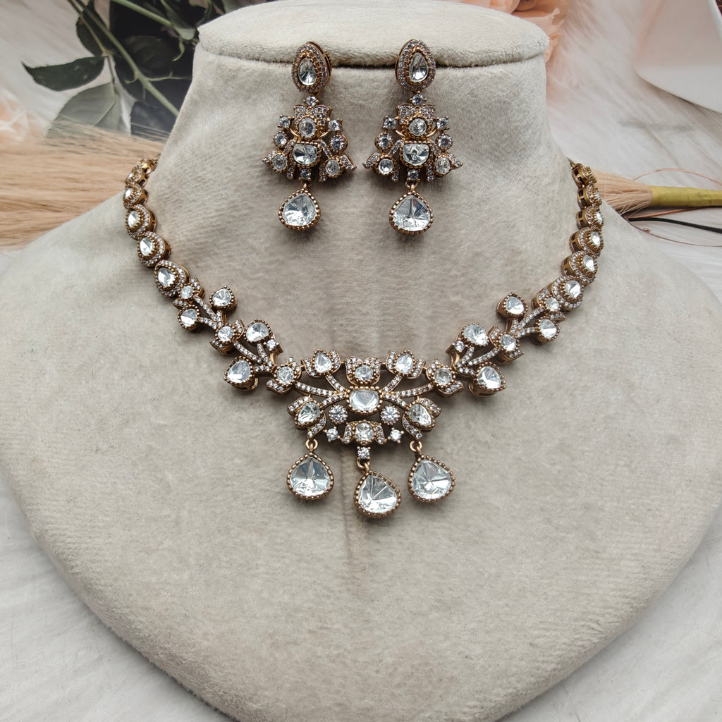 Kamini Uncut Moissanite Polki Necklace Set