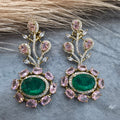 Karishma Hazoori Doublet Earrings - Green and Pink