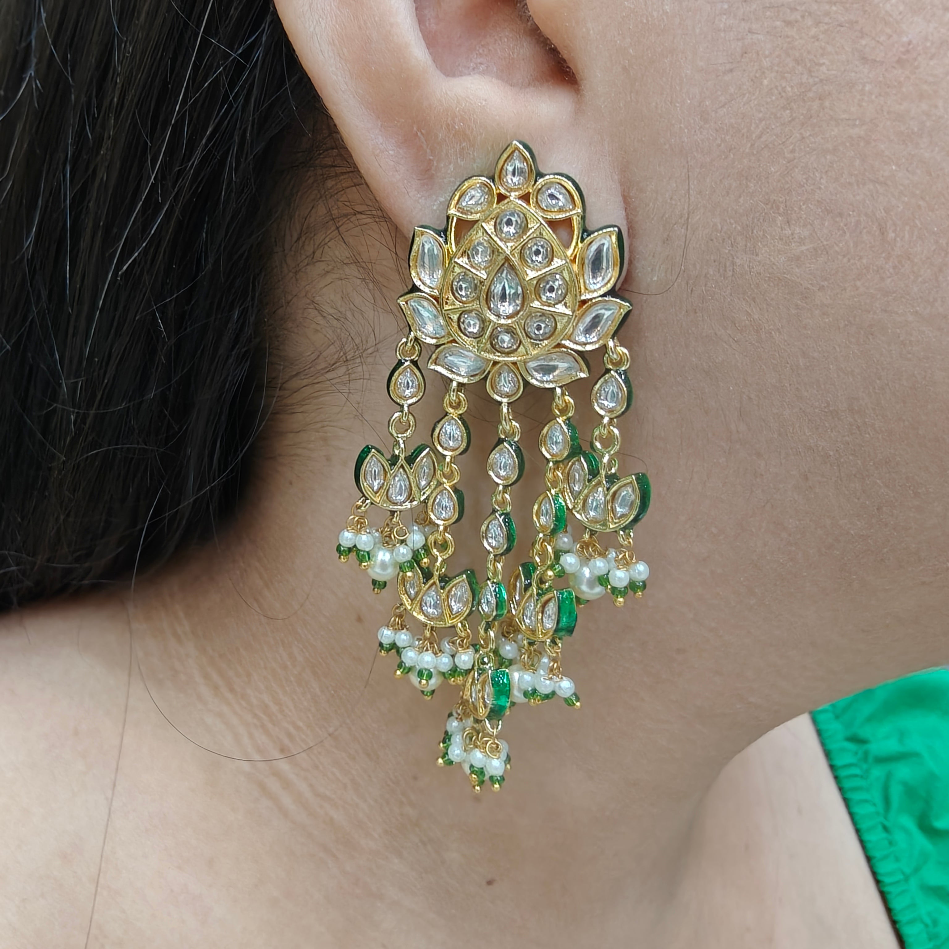 Kundan Lotus Heritage Earrings