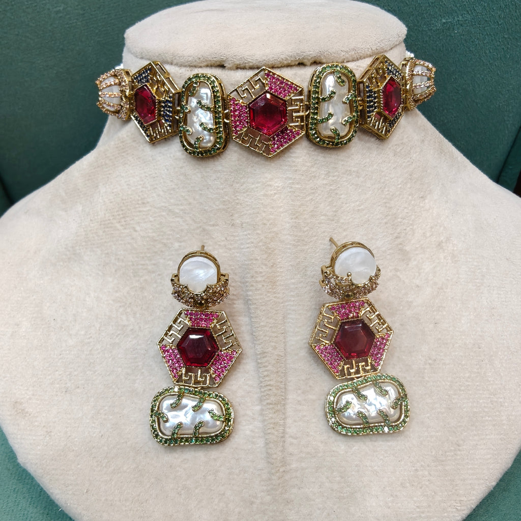 Turkish Style Sleek Choker Set- Multi