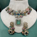 Ralima Sabya Inspired Semi Precious Gemstone Necklace Set- Aqua Green