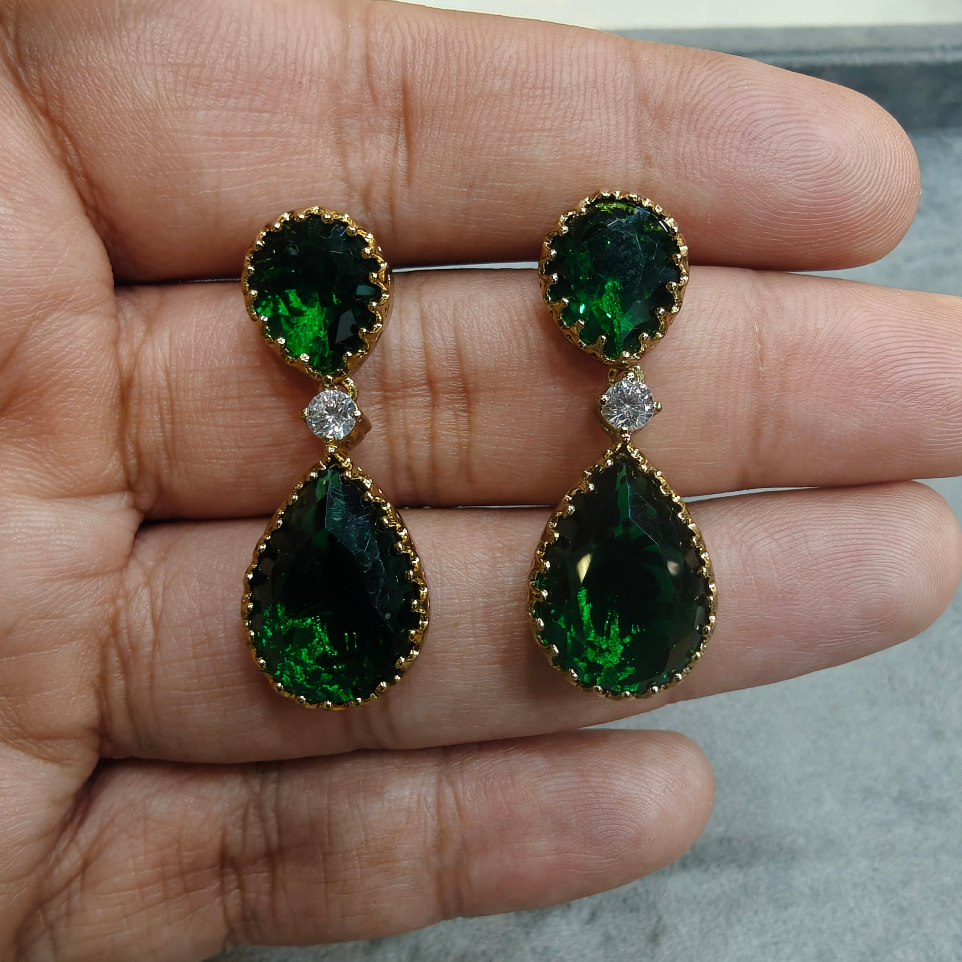 Sariya Sabya Inspired Earrings- Emerald Green