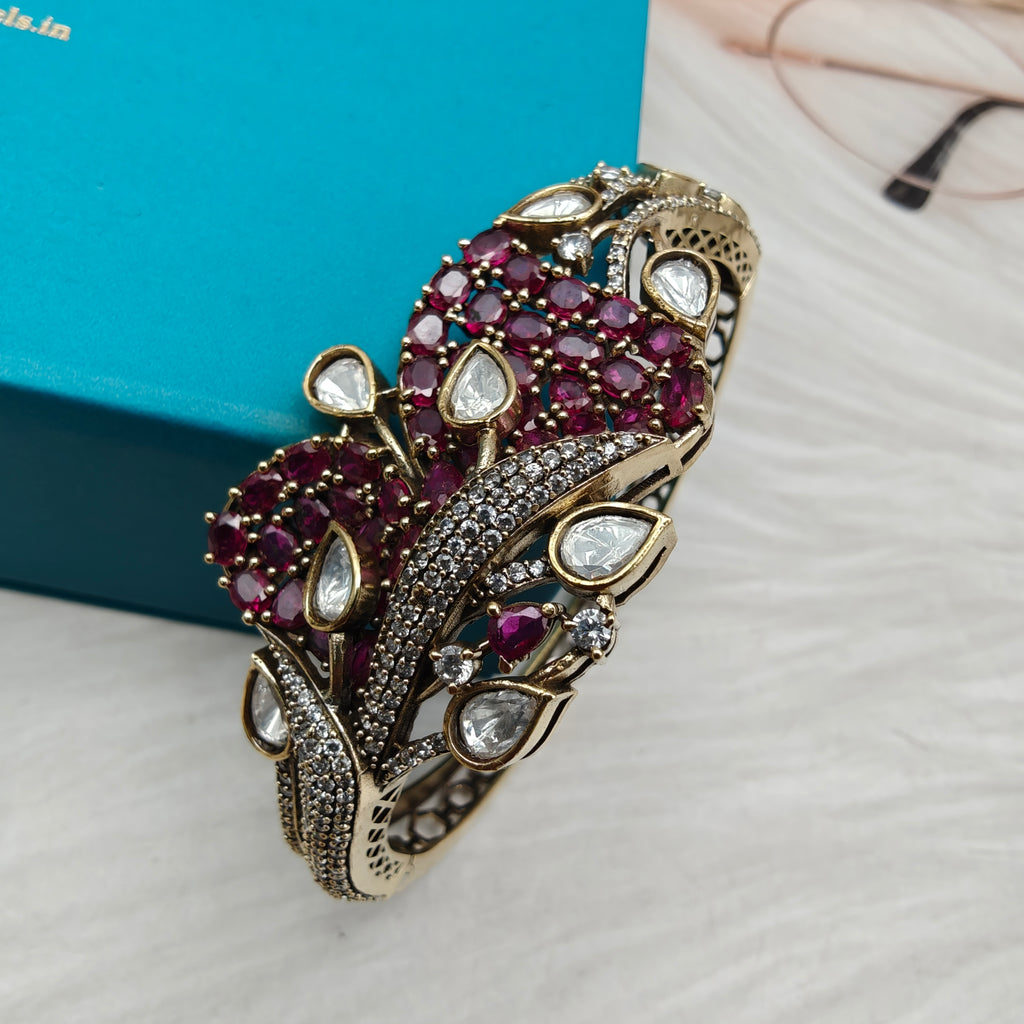 Akriti Pota Stone and Polki Openable Bracelet- Ruby